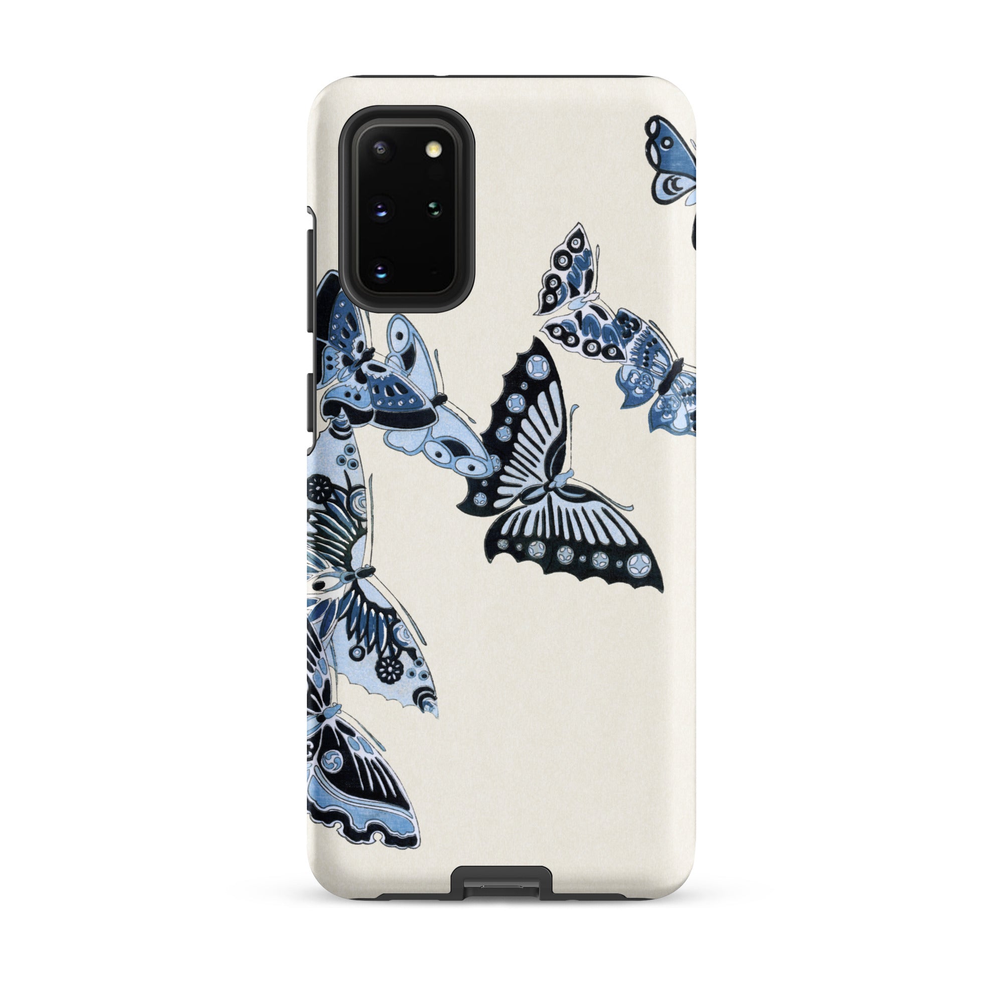 Japanese Blue Butterflies Kamisaka Sekka Samsung Case, Galaxy S20 Plus / Matte, White Smartphone Case Blue Butterfly Designs