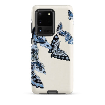 Japanese Blue Butterflies - Kamisaka Sekka Samsung Case, Galaxy S20 Ultra / Matte, Beige Smartphone Case Adorned Blue Butterfly Designs