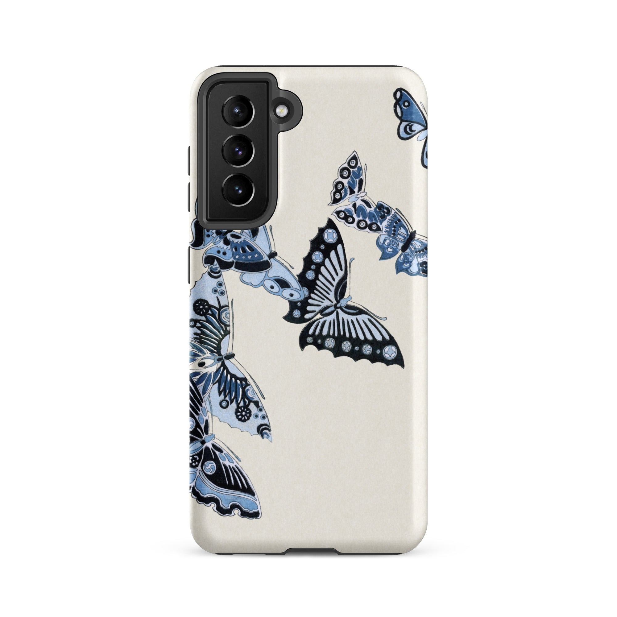 Japanese Blue Butterflies Kamisaka Sekka Samsung Case, Galaxy S21 Fe / Matte, Phone Case Blue Butterfly Design