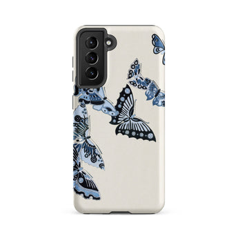 Japanese Blue Butterflies - Kamisaka Sekka Samsung Case, Galaxy S21 Fe / Matte, Phone Case Blue Butterfly Design
