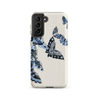 Japanese Blue Butterflies Kamisaka Sekka Samsung Case, Galaxy S21 / Matte, Cream Colored Smartphone Case Adorned Blue Black Butterfly