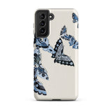 Japanese Blue Butterflies - Kamisaka Sekka Samsung Case, Galaxy S21 Plus / Matte, Phone Case White Background Blue Black Butterfly Designs