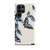 Japanese Blue Butterflies - Kamisaka Sekka Samsung Case, Galaxy S22 Ultra / Matte, White Smartphone Case Blue Butterfly Pattern