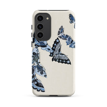 Japanese Blue Butterflies - Kamisaka Sekka Samsung Case, Galaxy S23 Plus / Matte, Cream Phone Case Blue Butterfly Patterns Black Camera