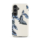 Japanese Blue Butterflies Kamisaka Sekka Samsung Case, Galaxy S24 Plus / Matte, White Phone Case Blue Butterfly Designs
