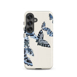 Japanese Blue Butterflies - Kamisaka Sekka Samsung Case, Galaxy S25 / Matte, White Phone Case Blue Butterfly Designs Black Camera