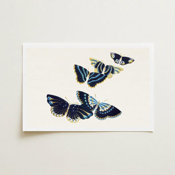 Japanese Blue Butterflies too - Kamisaka Sekka Art Print / Canvas Rectangular Four Intricately Illustrated Navy, Japan’s Artistic
