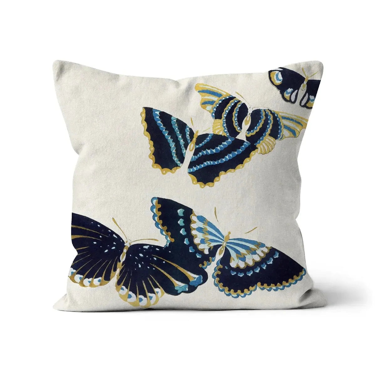 Japanese Butterflies In Blue Too By Kamisaka Sekka Cushion - Linen / 16’x16’ - Throw Pillows - Aesthetic Art