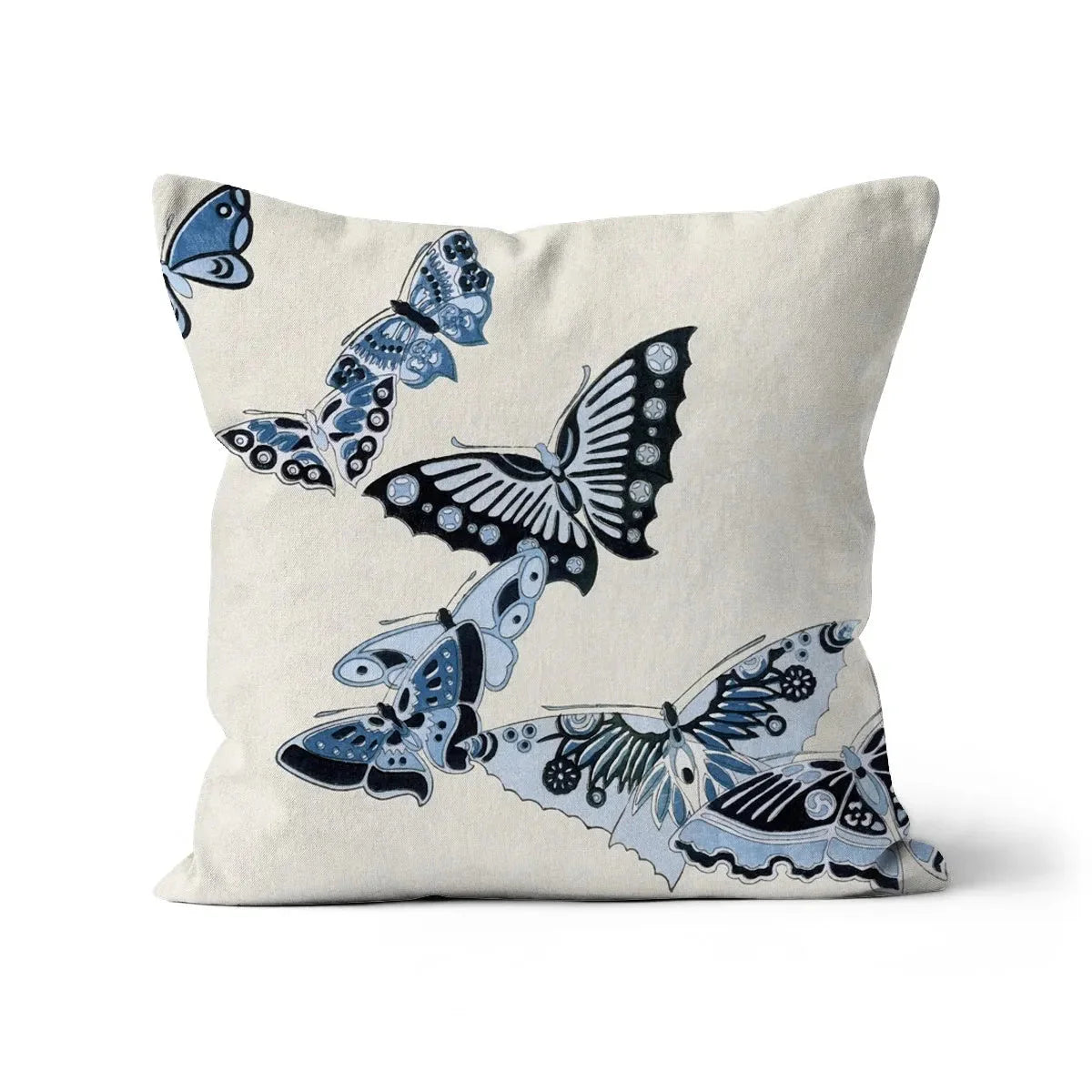 Japanese Butterflies In Blue By Kamisaka Sekka Cushion - Linen / 16’x16’ - Throw Pillows - Aesthetic Art