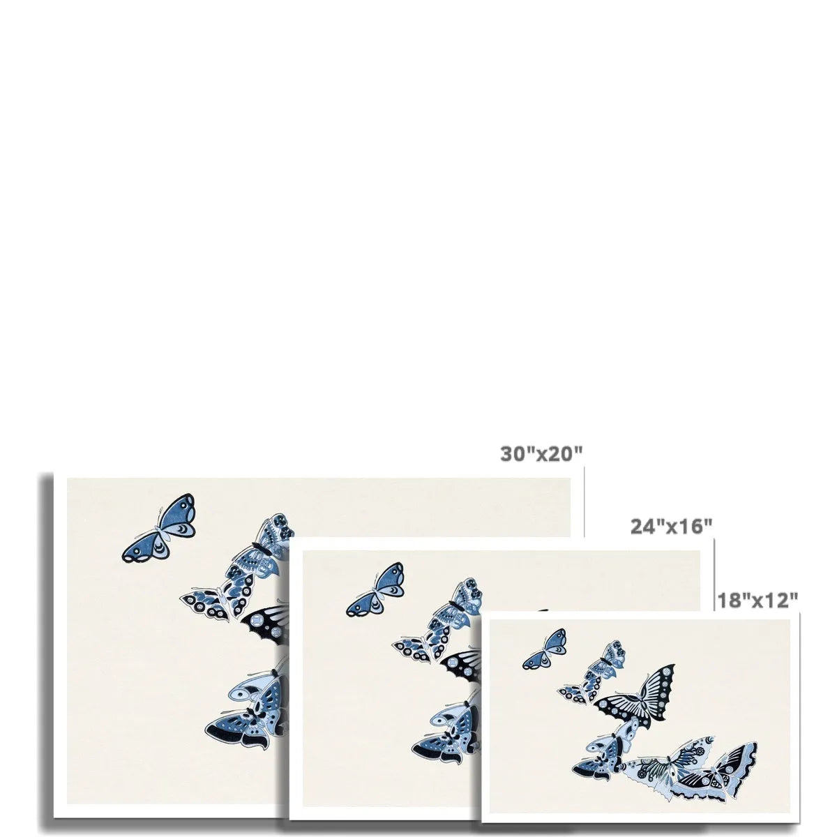 Japanese Butterflies In Blue By Kamisaka Sekka Fine Art Print - Posters Prints & Visual Artwork - Aesthetic Art