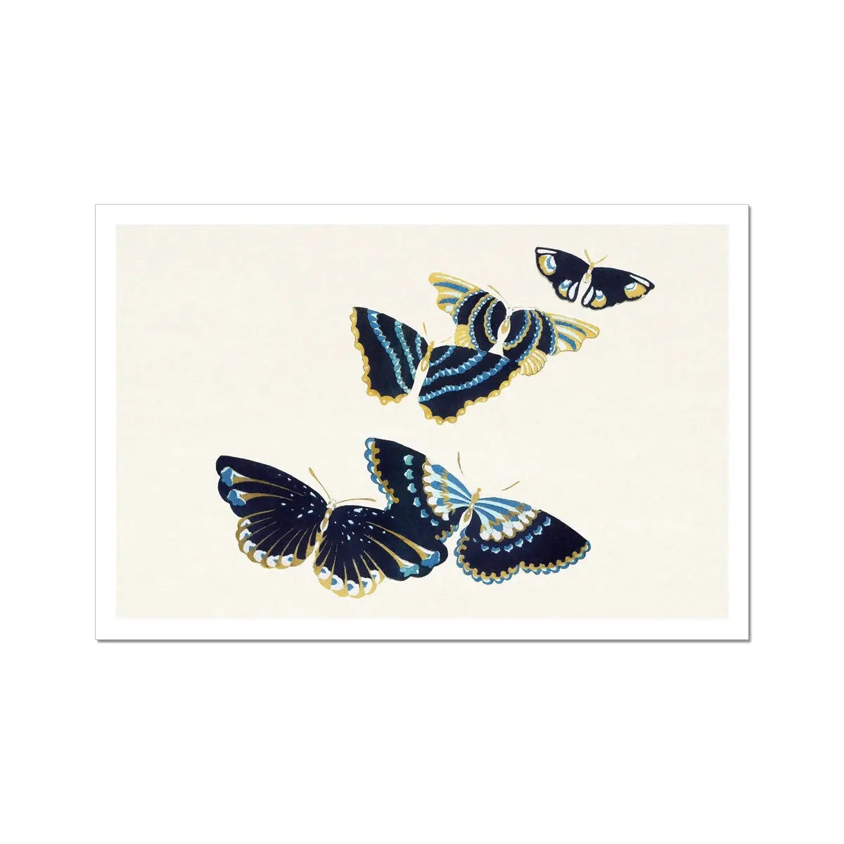 Japanese Butterflies In Blue Too By Kamisaka Sekka Fine Art Print - 24’x16’ - Posters Prints & Visual Artwork