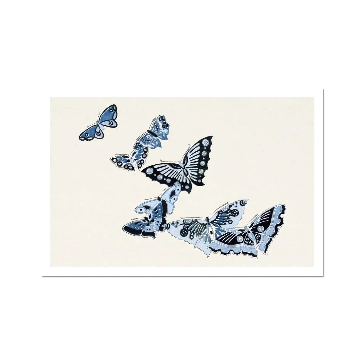 Japanese Butterflies In Blue By Kamisaka Sekka Fine Art Print - 24’x16’ - Posters Prints & Visual Artwork