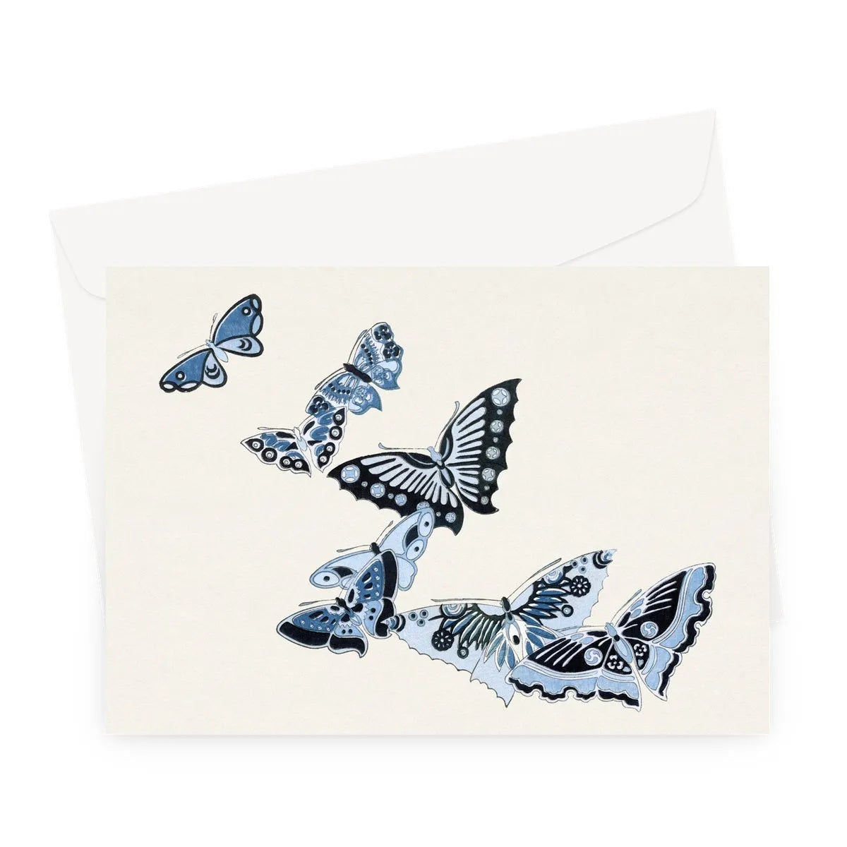 Japanese Butterflies In Blue By Kamisaka Sekka Greeting Card - A5 Landscape / 1 Card - Greeting & Note Cards