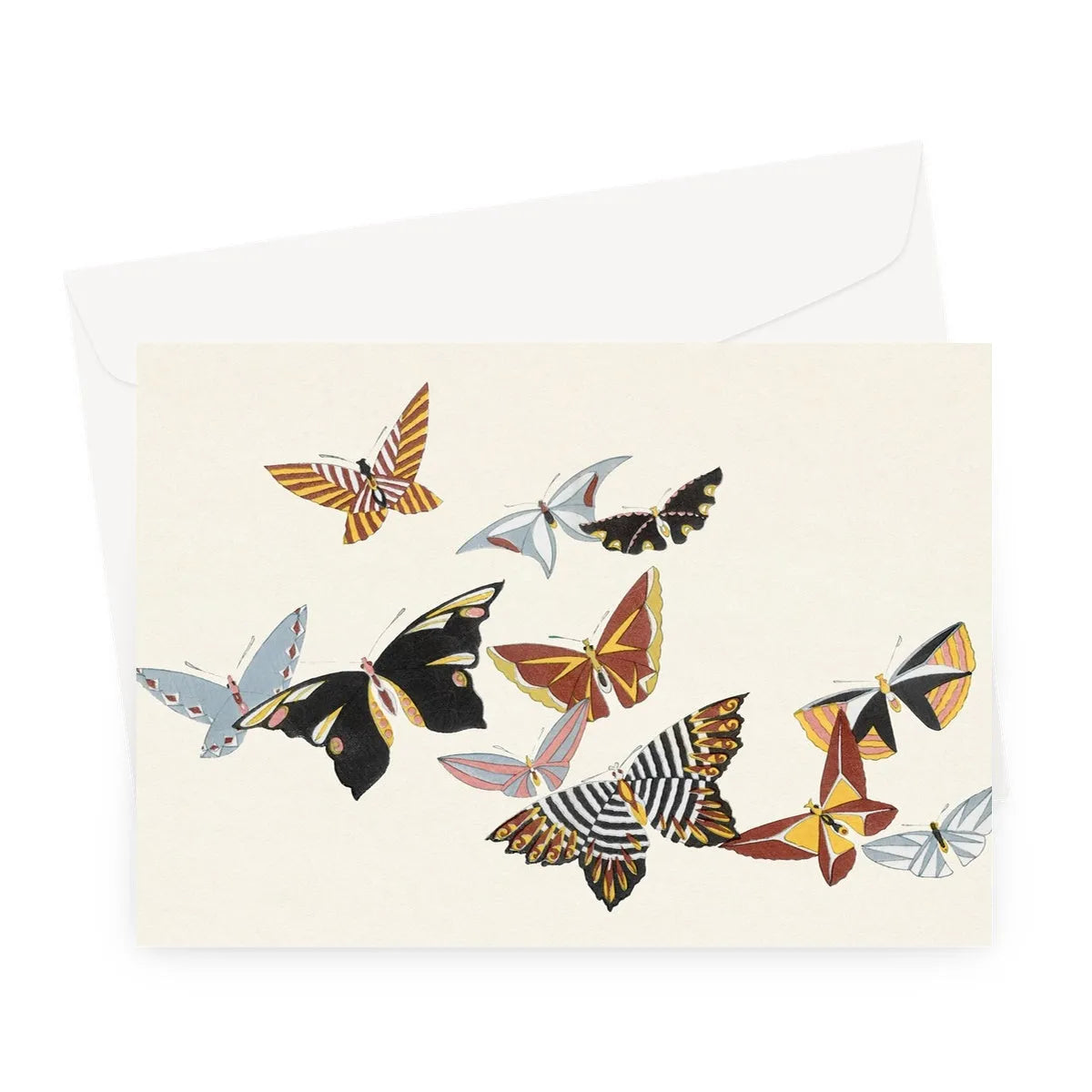 Japanese Butterflies By Kamisaka Sekka Greeting Card - A5 Landscape / 1 Card - Greeting & Note Cards - Aesthetic Art