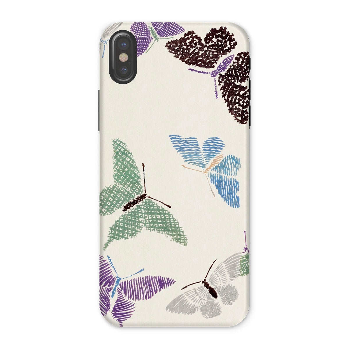 Japanese Butterflies Kamisaka Sekka Iphone Case, x / Matte, Phone Case Decorated Colorful Butterfly Patterns