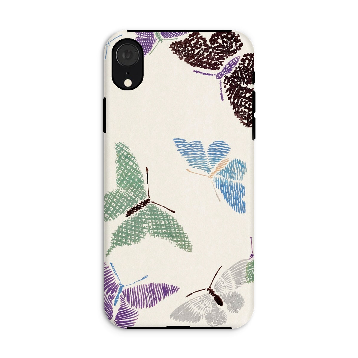 Japanese Butterflies Kamisaka Sekka Iphone Case, Xr / Matte, Phone Case Pattern Colorful Sketched Butterflies