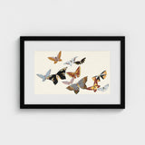 Japanese Butterflies - Kamisaka Sekka Kacho-e Art Print / Canvas Framed Artwork Collection Colorful Intricately Patterned Hues, Chō Senshu,