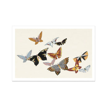 Japanese Butterflies - Kamisaka Sekka Kacho-e Art Print, Colorful Butterflies Geometric Patterns Designs Wings
