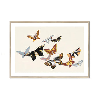 Japanese Butterflies - Kamisaka Sekka Kacho-e Art Print, Framed Artwork Colorful Butterflies Flight