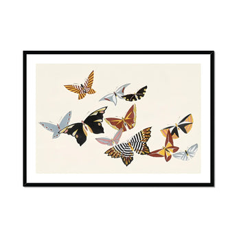 Japanese Butterflies - Kamisaka Sekka Kacho-e Art Print, Framed Artwork Colorful Butterflies Flight