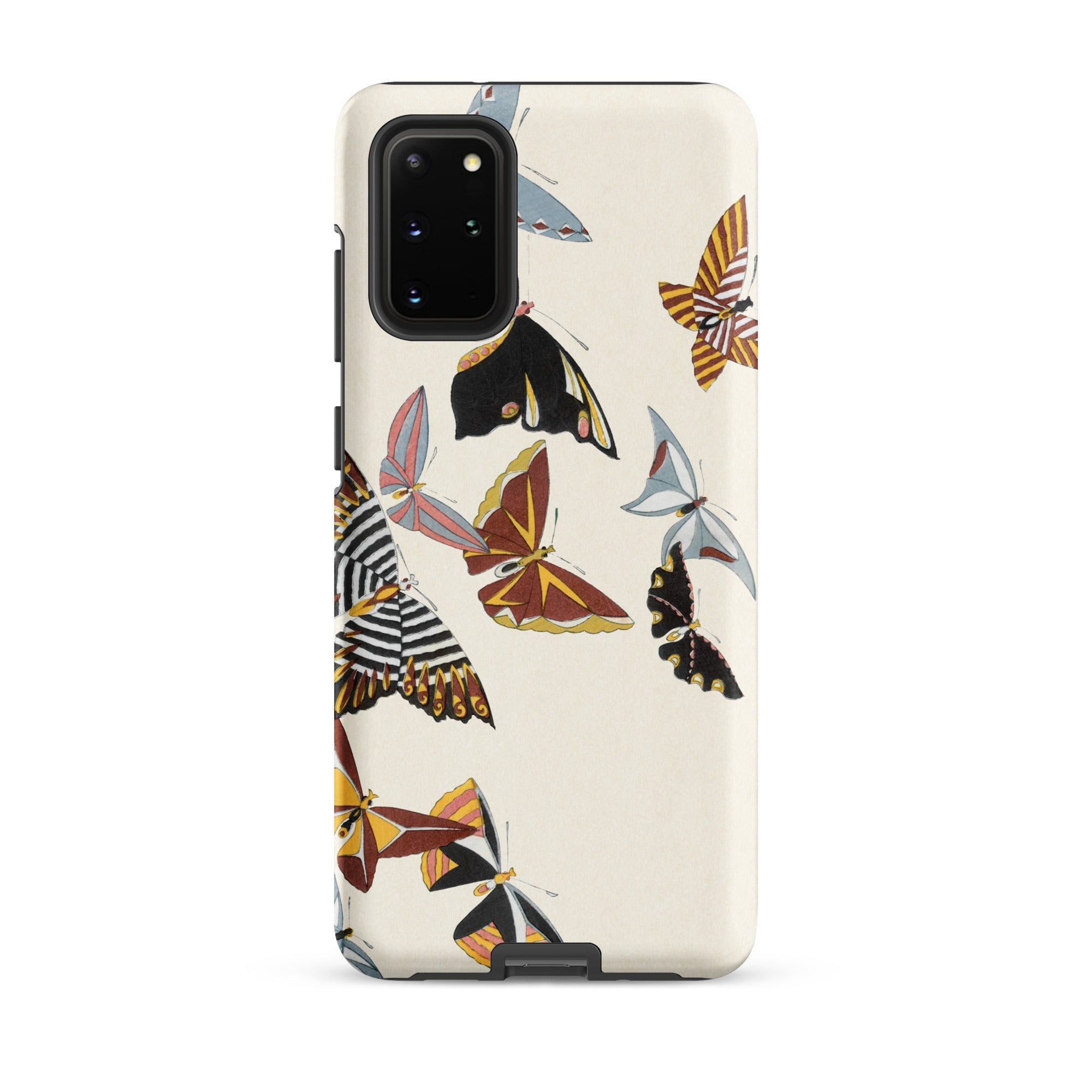 Japanese Butterflies Kamisaka Sekka Kacho e Samsung Case, Galaxy S20 Plus / Matte, Cream Colored Smartphone Case Colorful Butterfly Pattern