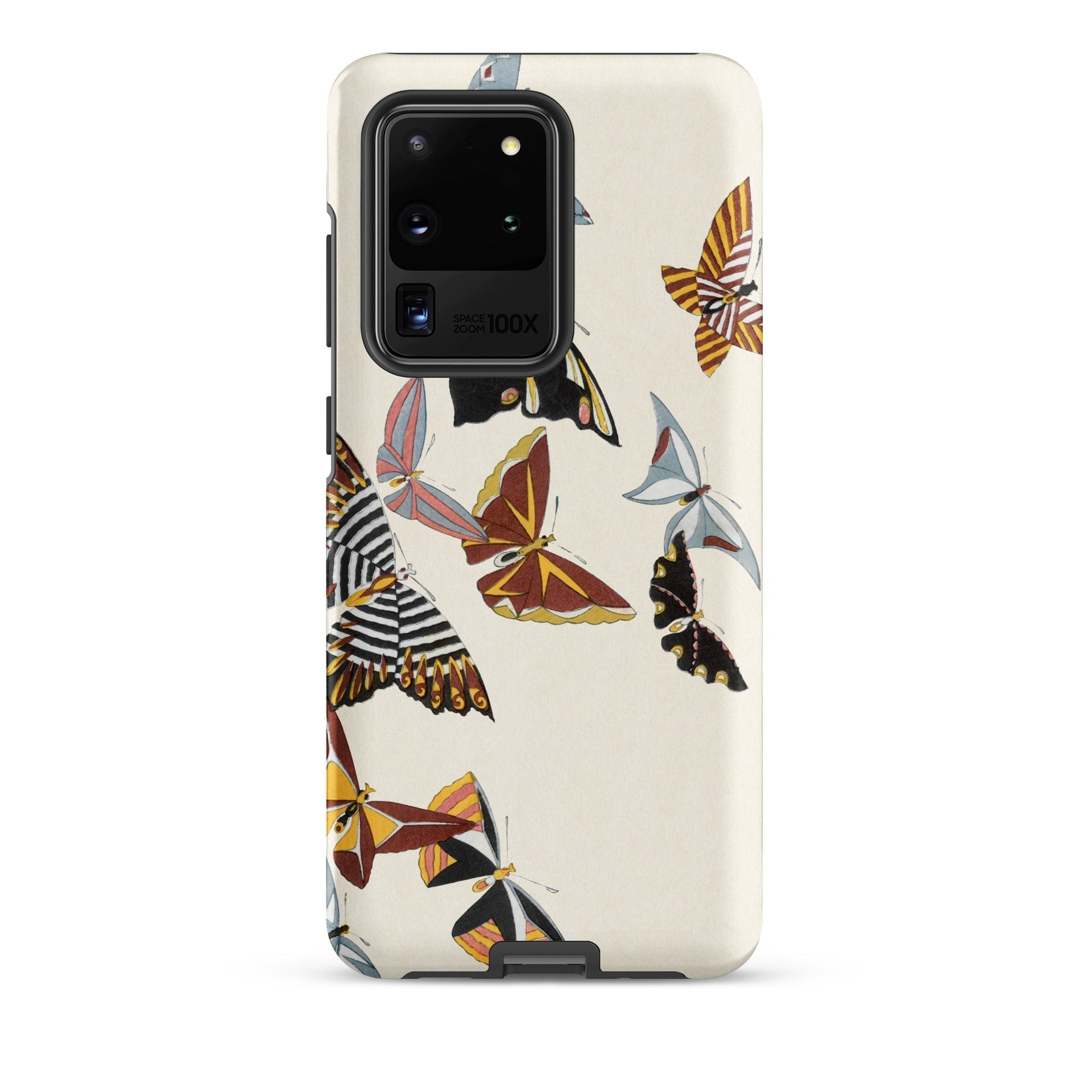 Japanese Butterflies Kamisaka Sekka Kacho e Samsung Case, Galaxy S20 Ultra / Matte, Smartphone Cream Colored Case Adorned Pattern Colorful