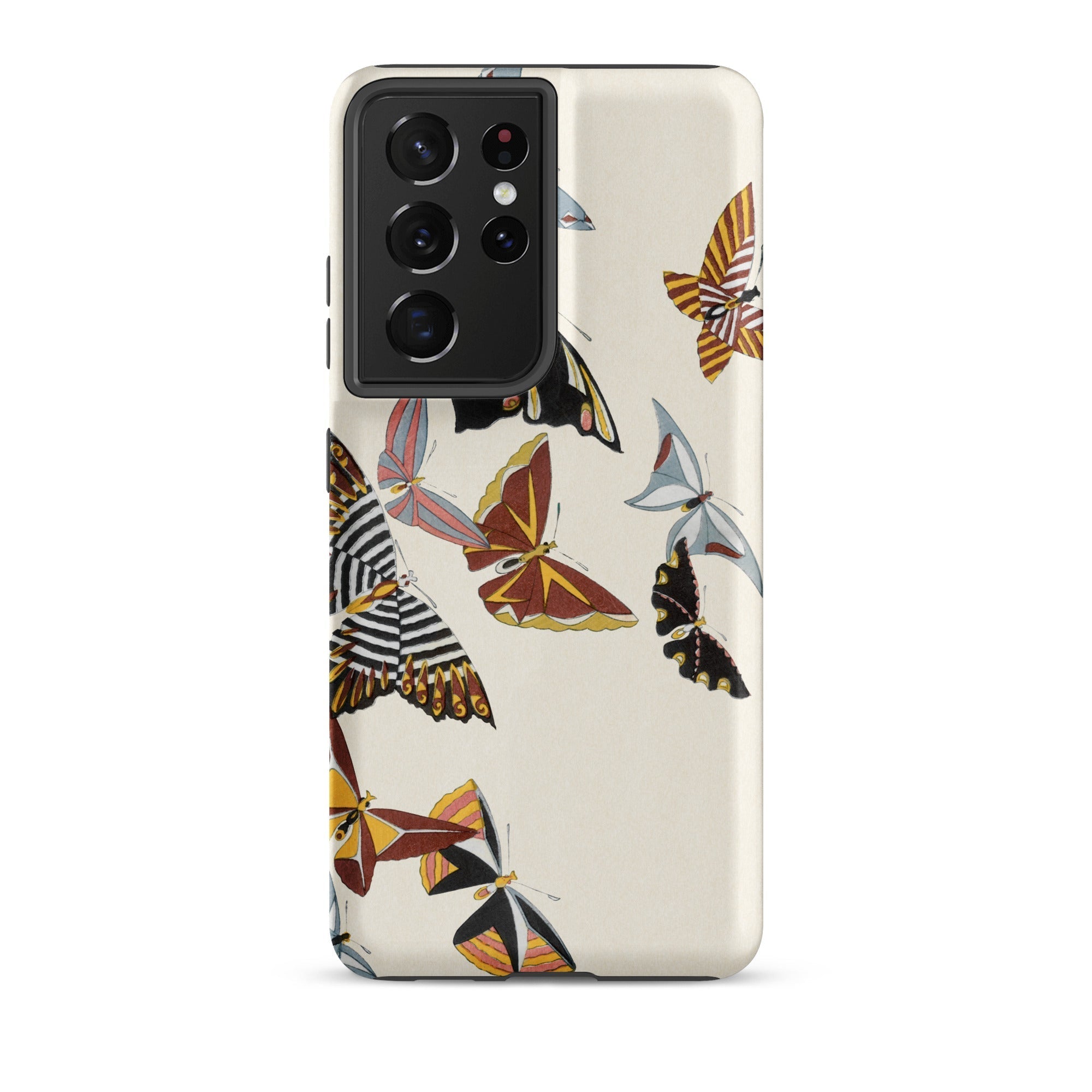 Japanese Butterflies Kamisaka Sekka Kacho e Samsung Case, Galaxy S21 Ultra / Matte, Cream Colored Phone Case Vibrant Butterfly Pattern