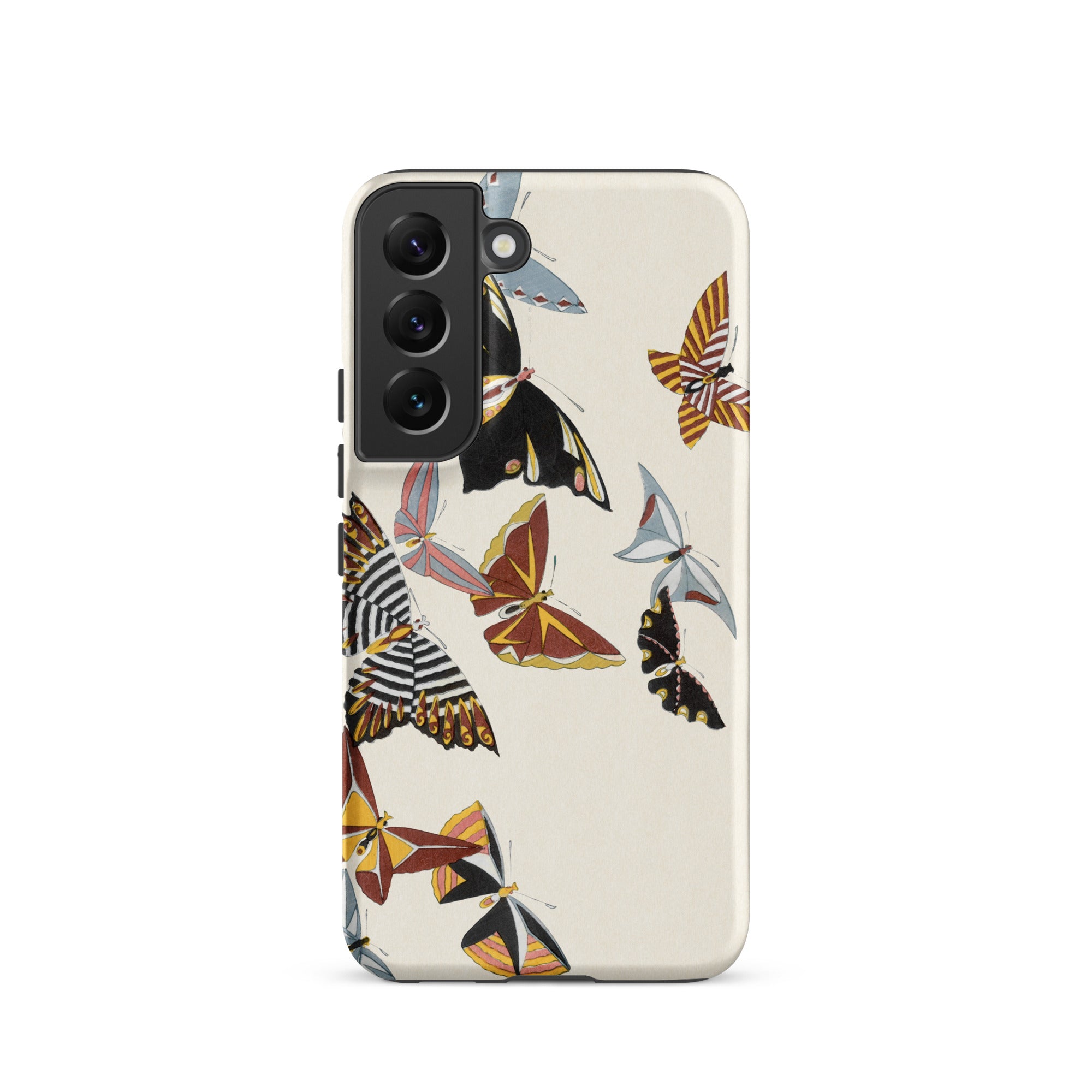 Japanese Butterflies Kamisaka Sekka Kacho e Samsung Case, Galaxy S22 / Matte, Smartphone Cream Colored Case Multi Butterfly Pattern