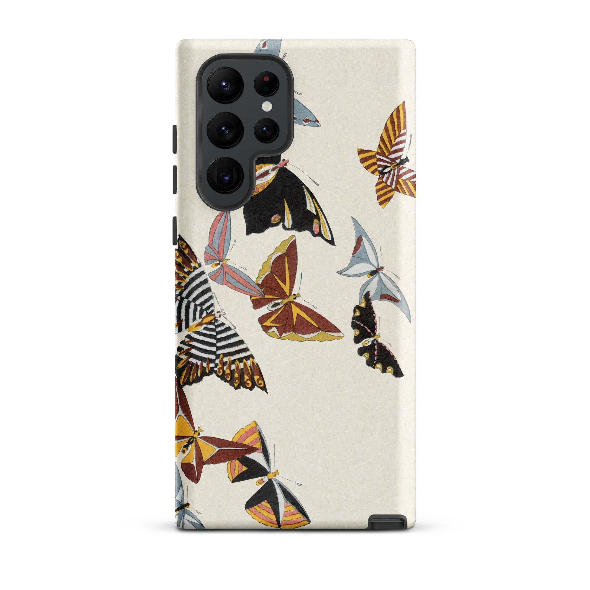 Japanese Butterflies Kamisaka Sekka Kacho e Samsung Case, Galaxy S22 Ultra / Matte, Cream Colored Phone Case Vibrant Butterfly Pattern