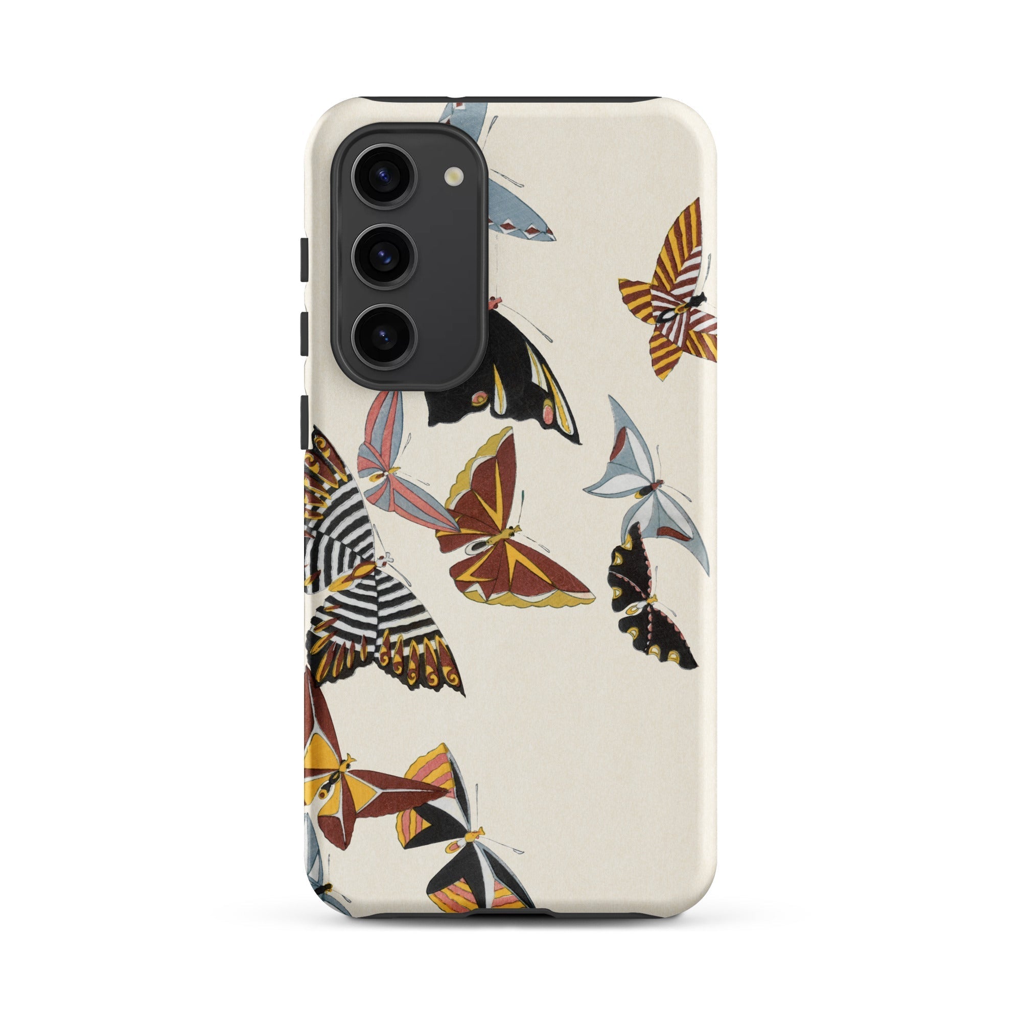Japanese Butterflies Kamisaka Sekka Kacho e Samsung Case, Galaxy S23 Plus / Matte, Cream Colored Phone Case Vibrant Butterfly Pattern