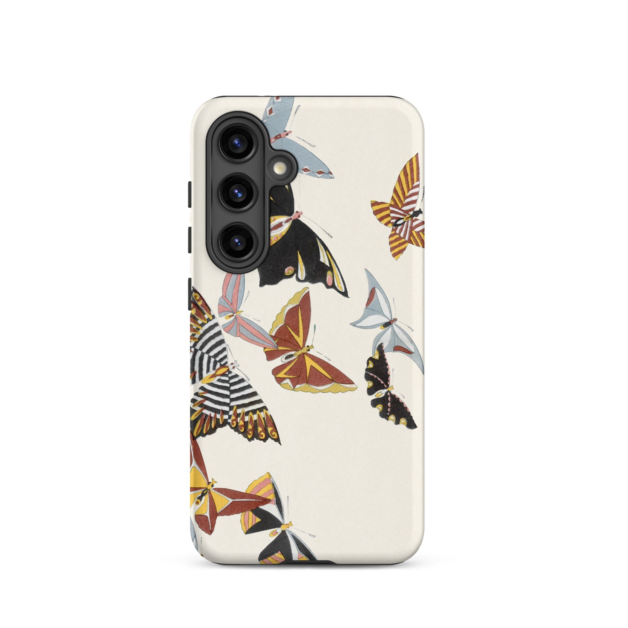 Japanese Butterflies Kamisaka Sekka Kacho e Samsung Case, Galaxy S24 / Matte, White Smartphone Case Colorful Butterfly Pattern