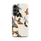 Japanese Butterflies Kamisaka Sekka Kacho e Samsung Case, Galaxy S24 Plus / Matte, White Smartphone Case Colorful Butterfly Pattern