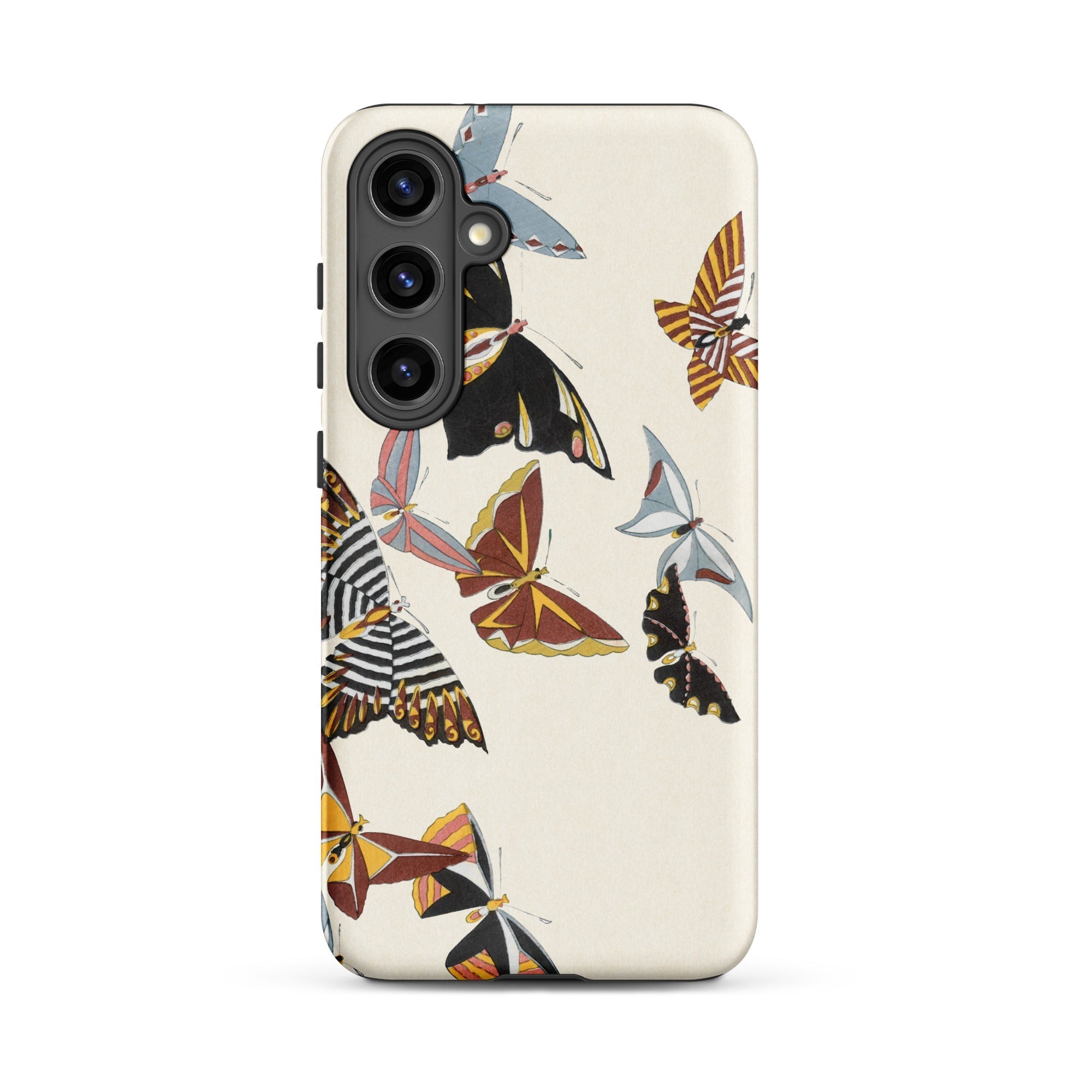 Japanese Butterflies Kamisaka Sekka Kacho e Samsung Case, Galaxy S24 Plus / Matte, White Smartphone Case Colorful Butterfly Pattern