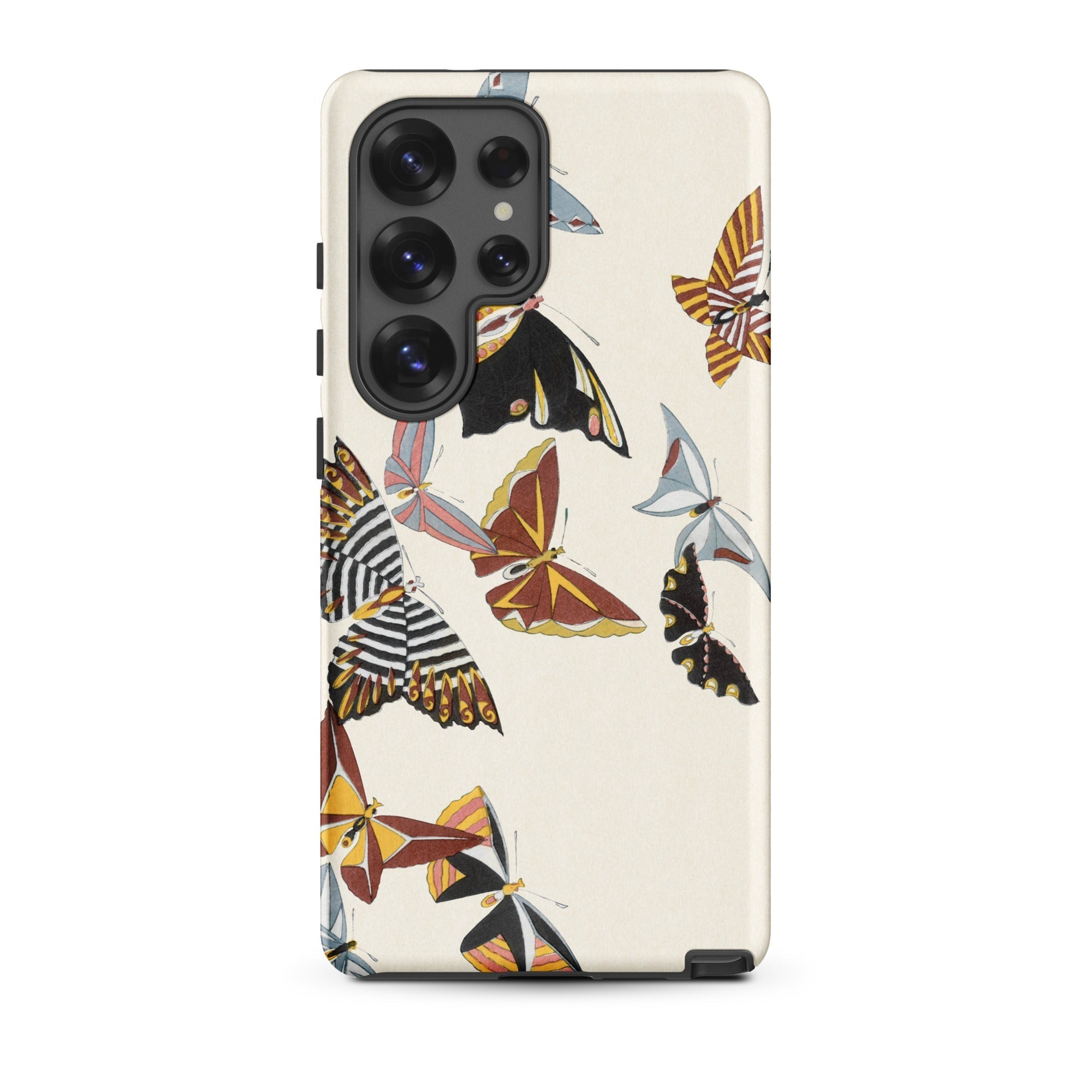 Japanese Butterflies Kamisaka Sekka Kacho e Samsung Case, Galaxy S25 Ultra / Matte, White Phone Case Adorned Vibrant Butterfly Pattern