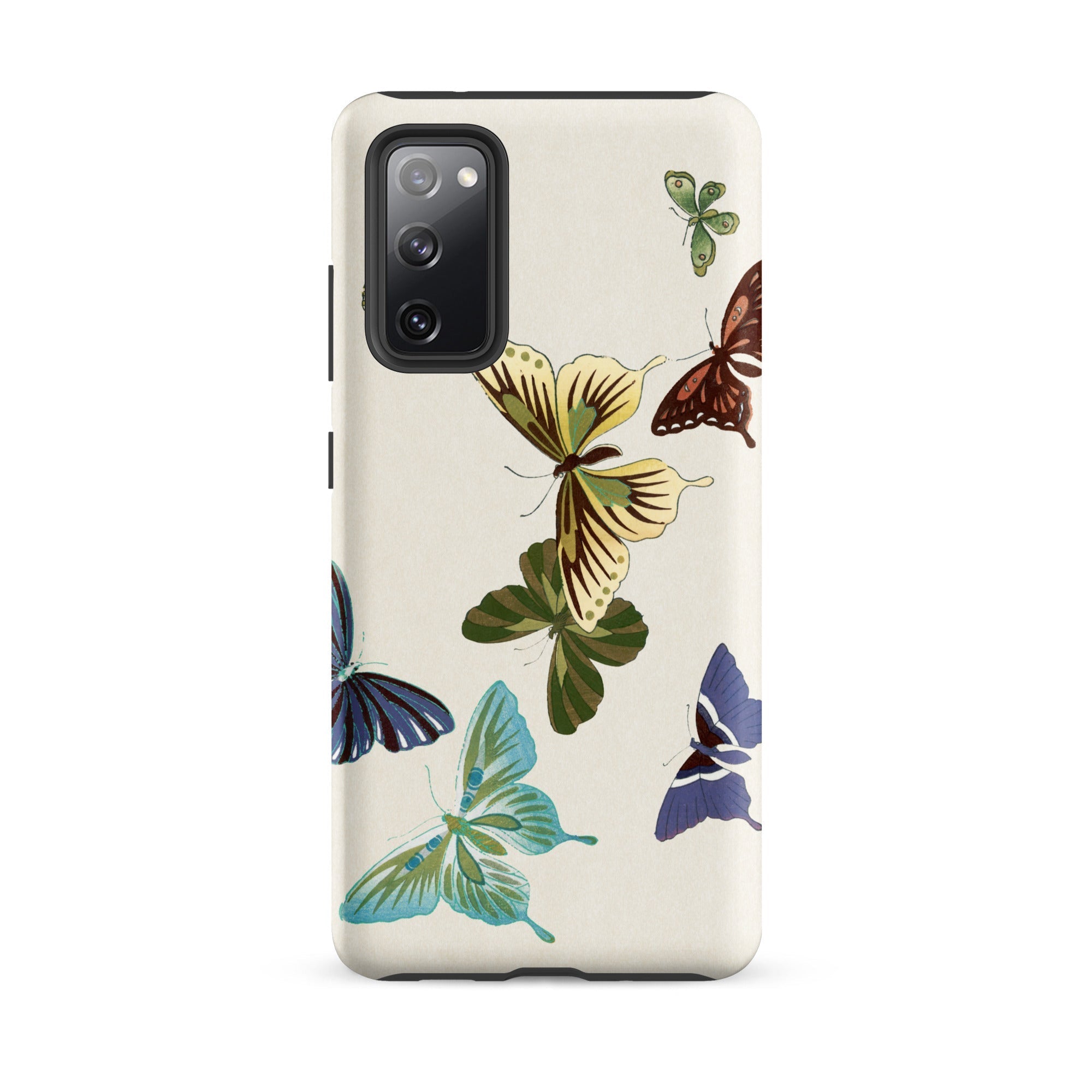 Japanese Butterflies Kamisaka Sekka Samsung Case, Galaxy S20 Fe / Matte, Cream Colored Smartphone Case Adorned Vibrant Butterfly Pattern