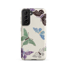 Japanese Butterflies Kamisaka Sekka Samsung Case, Galaxy S21 / Matte, White Smartphone Case Colorful Butterfly Pattern