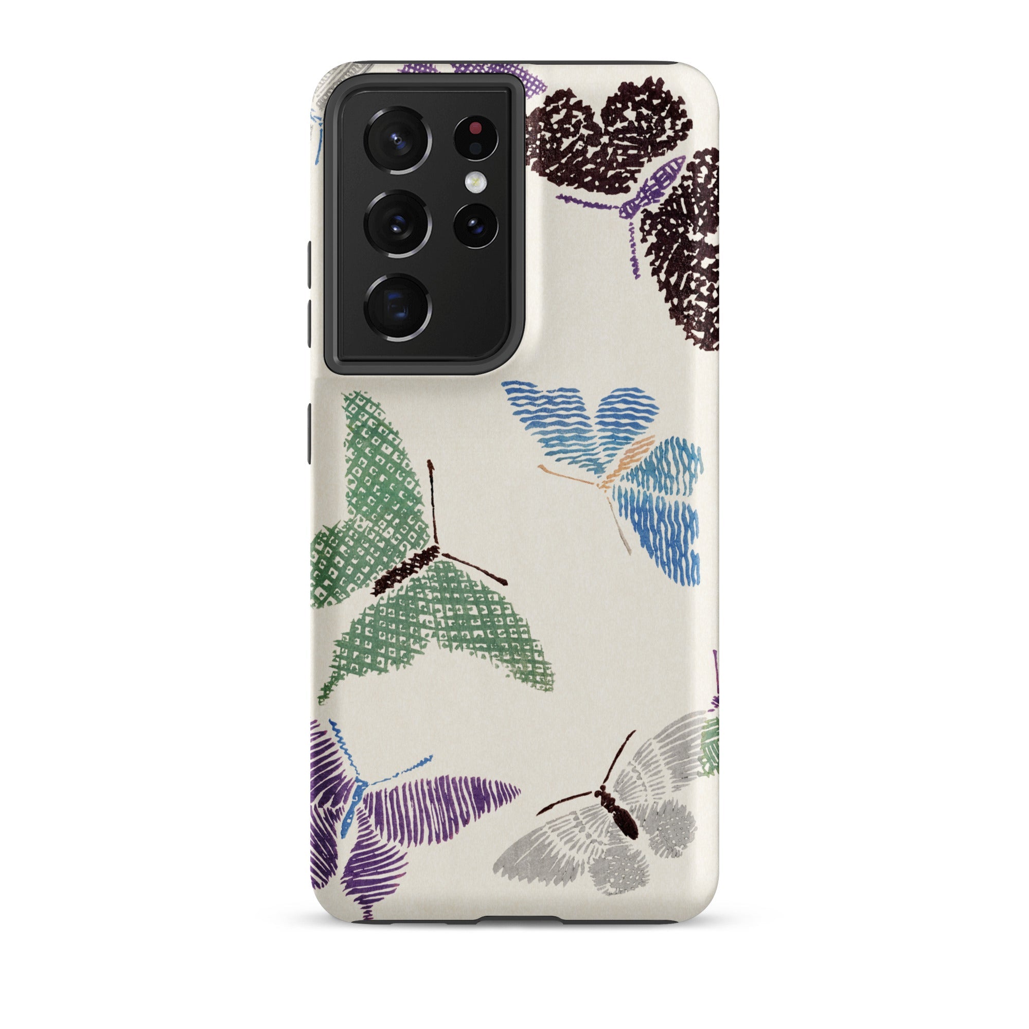 Japanese Butterflies Kamisaka Sekka Samsung Case, Galaxy S21 Ultra / Matte, Smartphone Case Pattern Colorful Stylized Butterflies