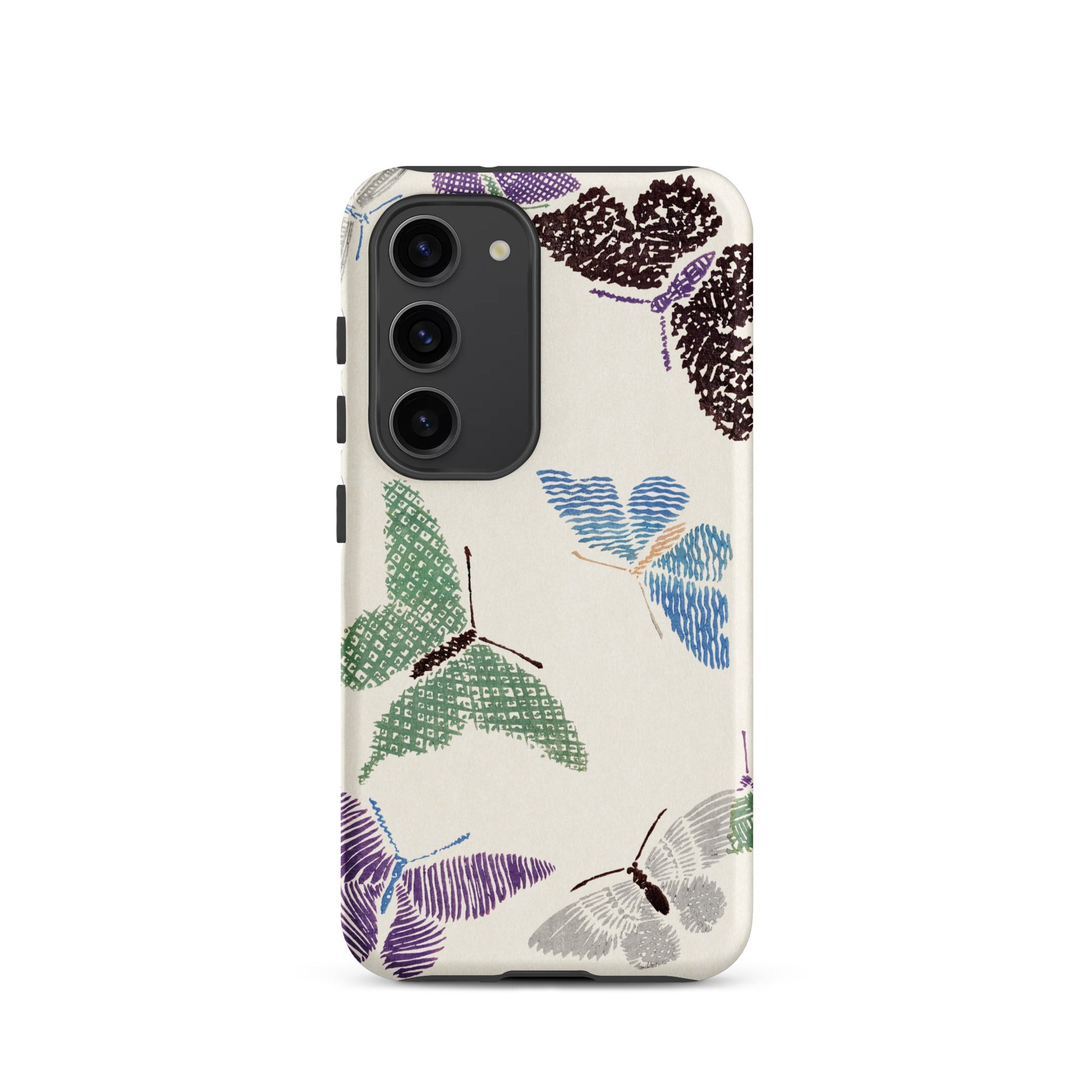 Japanese Butterflies Kamisaka Sekka Samsung Case, Galaxy S23 / Matte, White Smartphone Case Pattern Colorful Butterflies