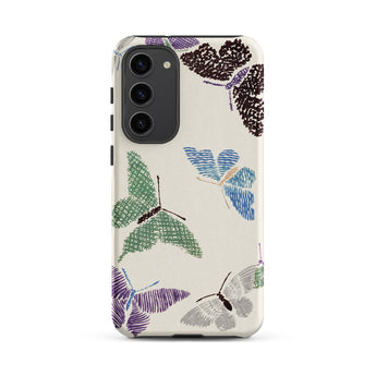 Japanese Butterflies - Kamisaka Sekka Samsung Case, Galaxy S23 Plus / Matte, Smartphone Case White Background Pattern Multiple Colorful