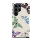 Japanese Butterflies Kamisaka Sekka Samsung Case, Galaxy S23 Ultra / Matte, White Phone Case Colorful Butterfly Pattern
