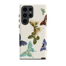 Japanese Butterflies Kamisaka Sekka Samsung Case, Galaxy S23 Ultra / Matte, White Smartphone Case Colorful Butterfly Pattern