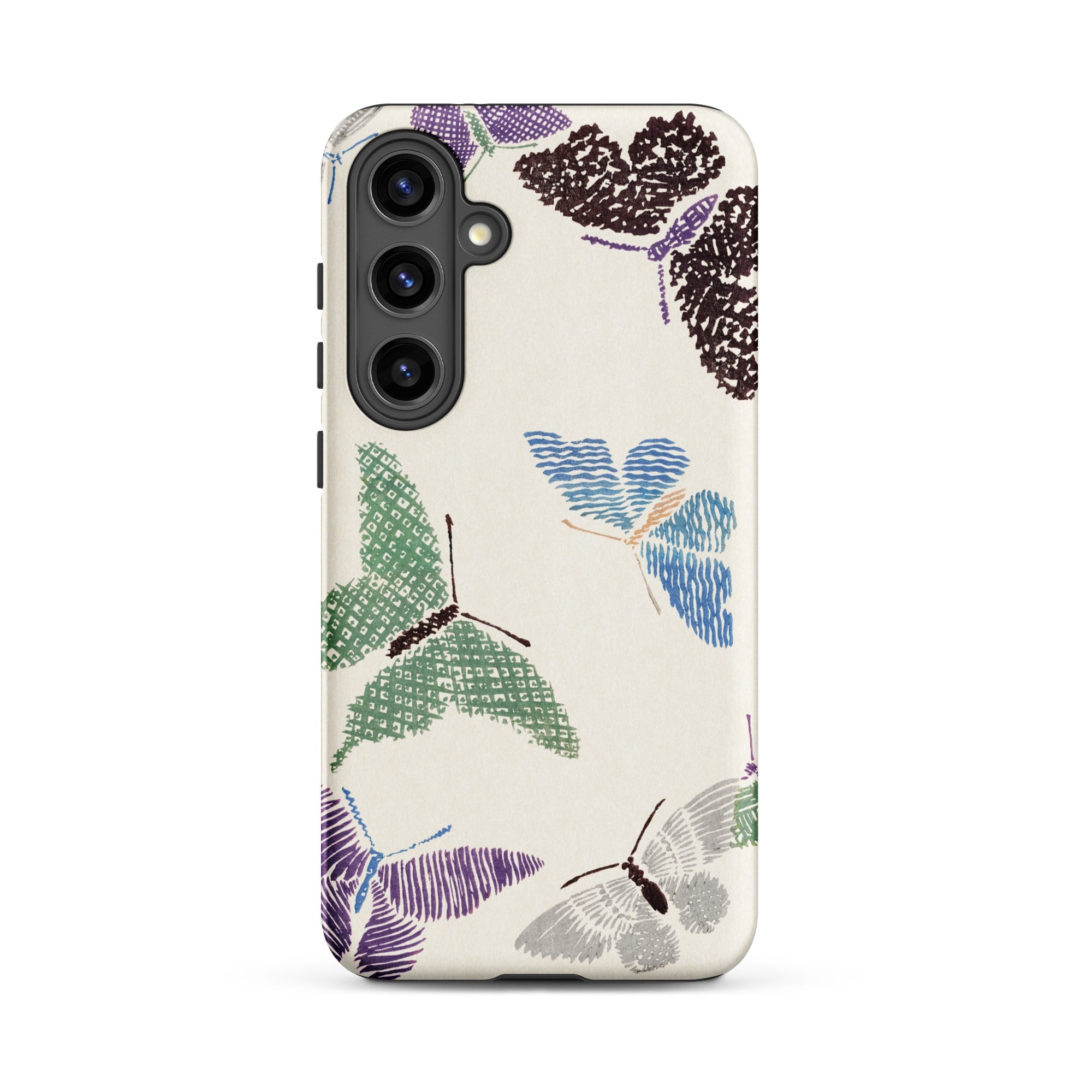Japanese Butterflies Kamisaka Sekka Samsung Case, Galaxy S24 Plus / Matte, White Phone Case Colorful Butterfly Pattern