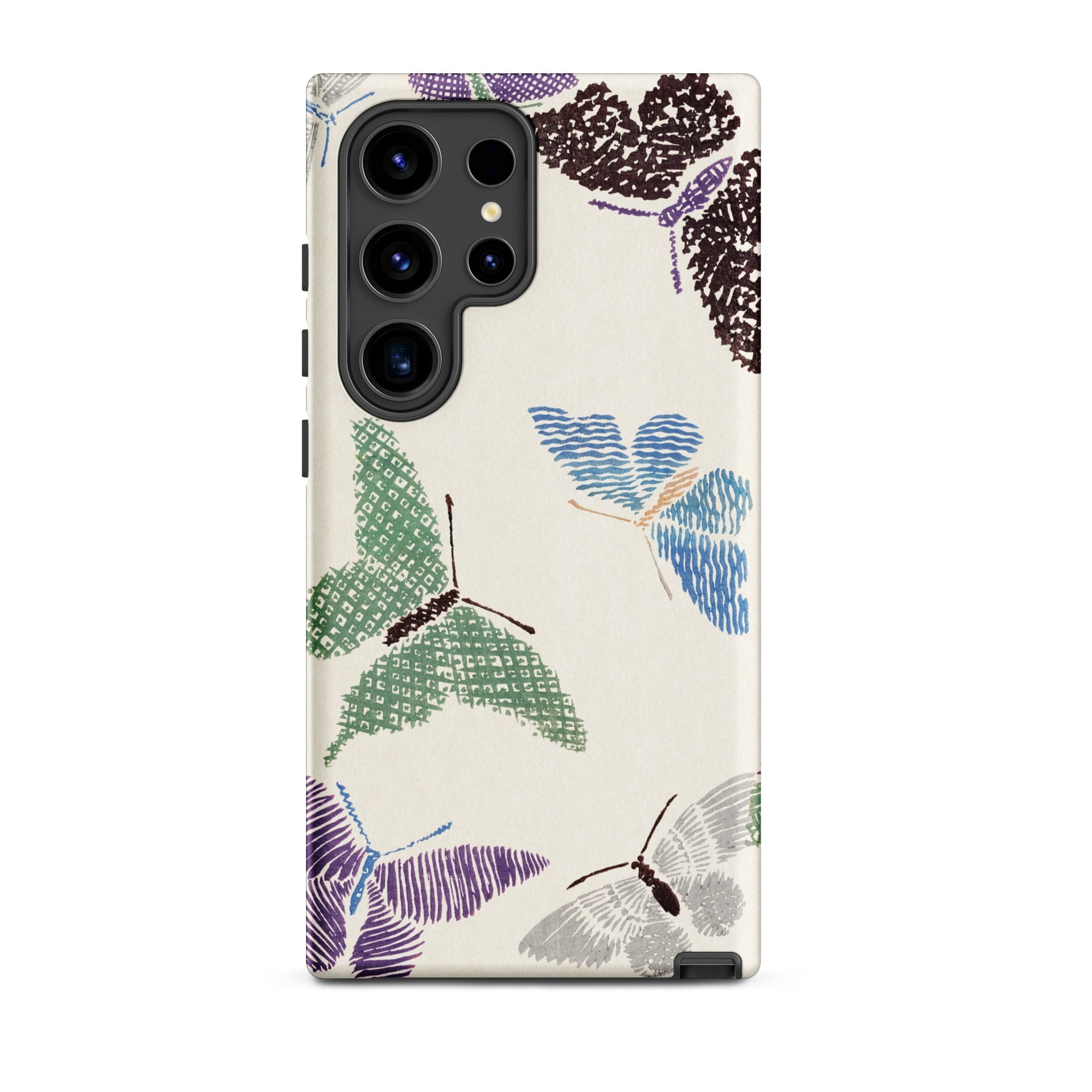 Japanese Butterflies Kamisaka Sekka Samsung Case, Galaxy S24 Ultra / Matte, White Phone Case Colorful Butterfly Pattern