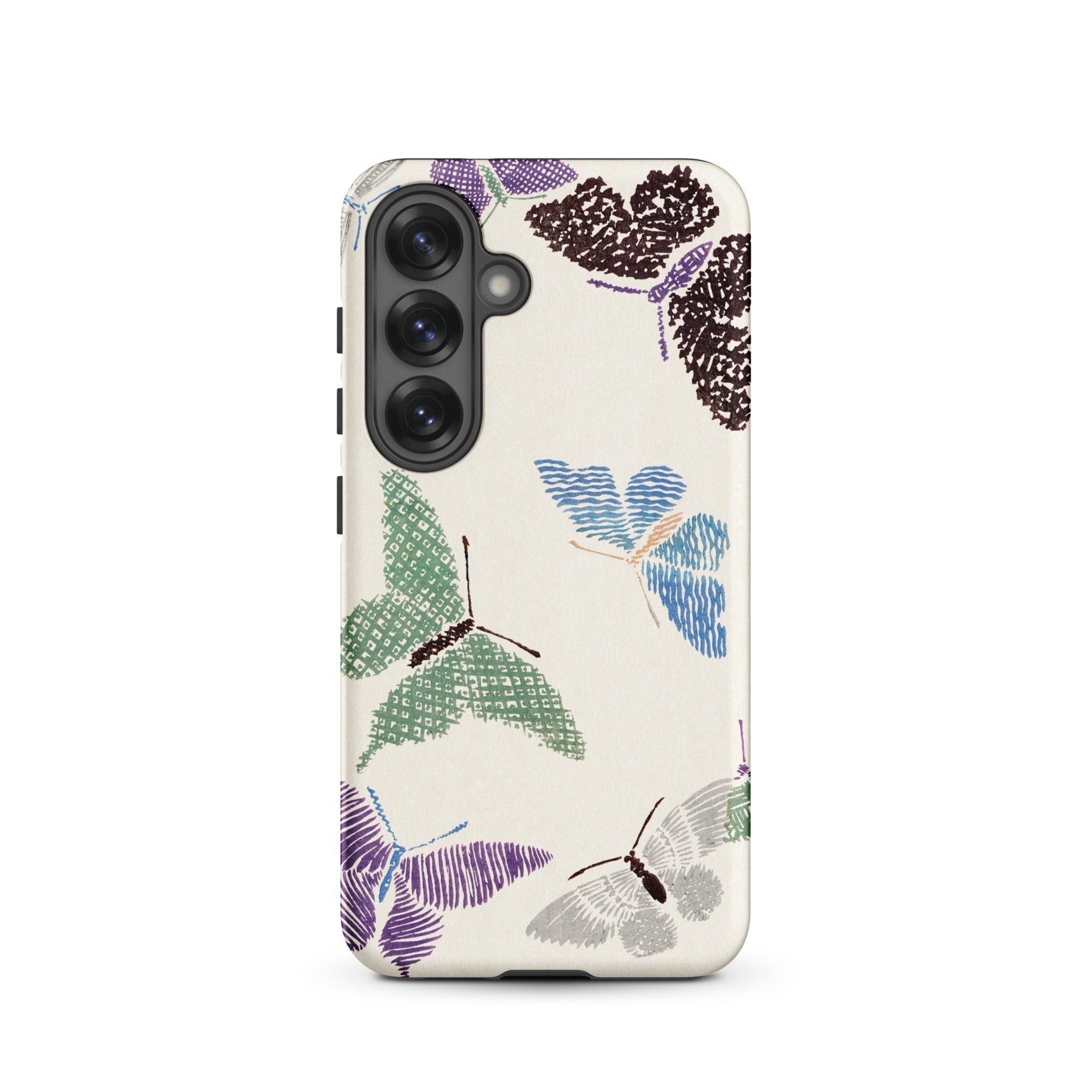 Japanese Butterflies Kamisaka Sekka Samsung Case, Galaxy S25 / Matte, Phone Case Butterfly Pattern Cutout Three Camera Lenses