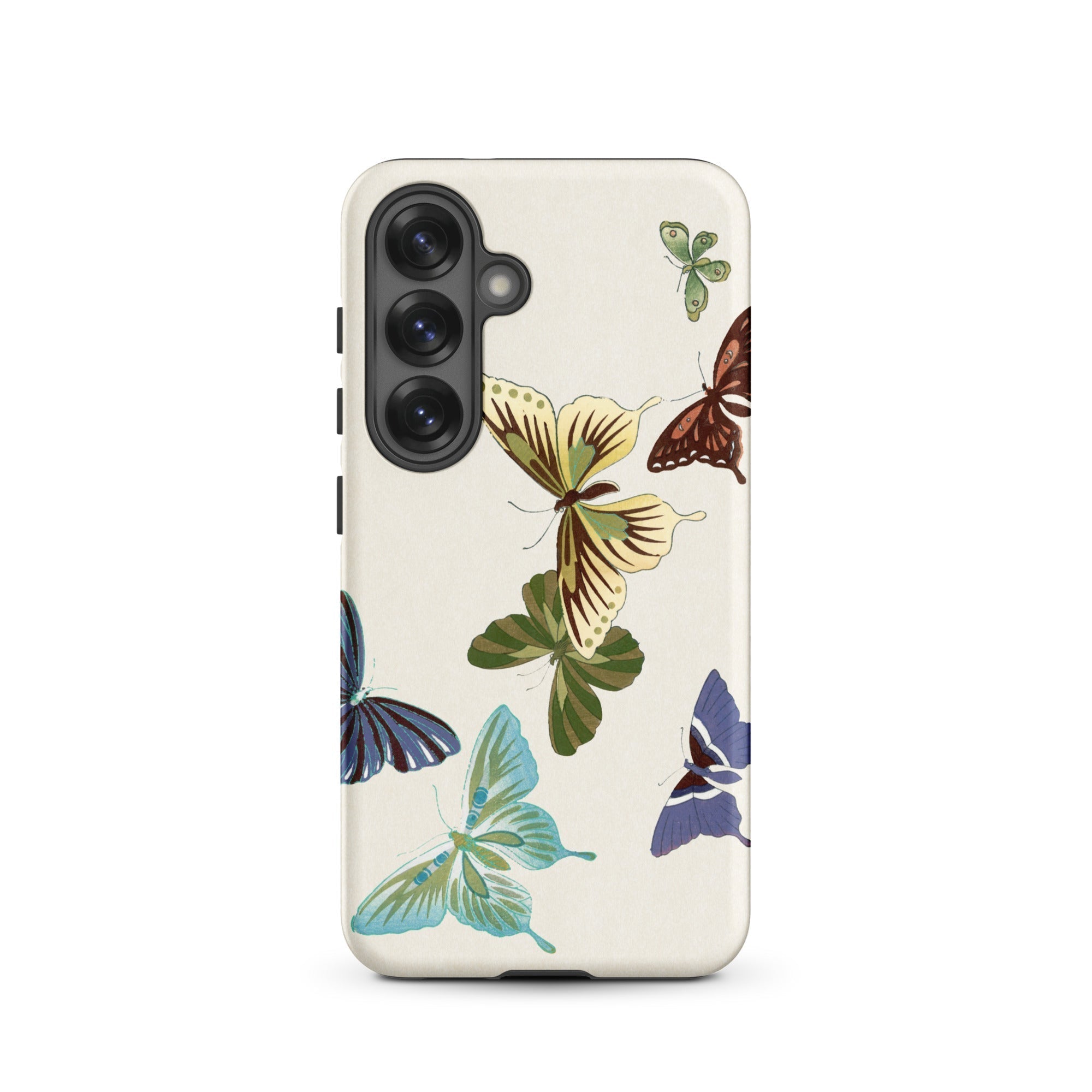 Japanese Butterflies Kamisaka Sekka Samsung Case, Galaxy S25 / Matte, White Phone Case Colorful Butterfly Pattern