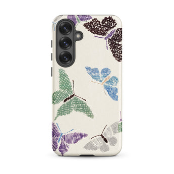 Japanese Butterflies - Kamisaka Sekka Samsung Case, Galaxy S25 Plus / Matte, White Phone Case Multicolored Butterfly Designs