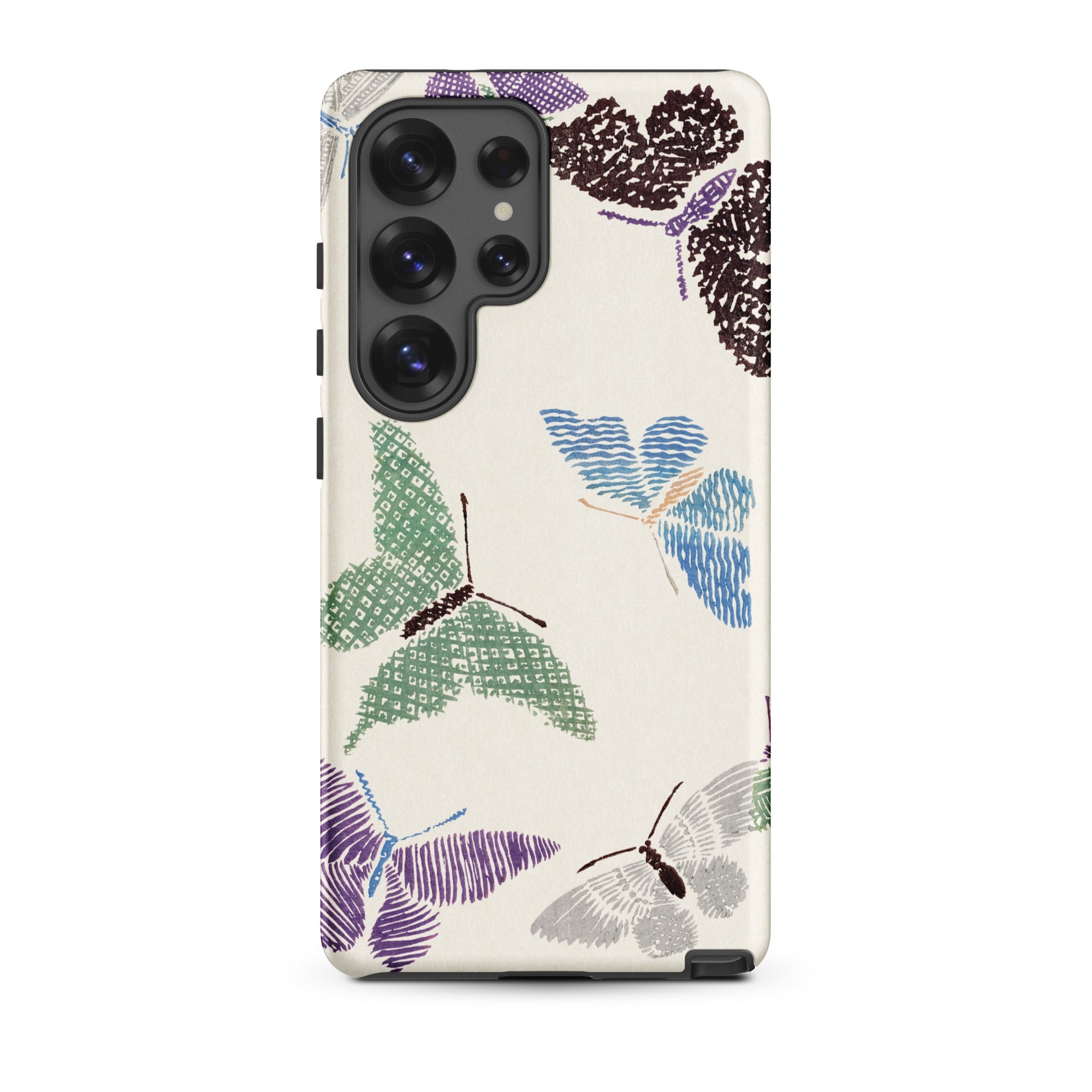 Japanese Butterflies Kamisaka Sekka Samsung Case, Galaxy S25 Ultra / Matte, Smartphone Case Pattern Colorful Stylized Butterflies