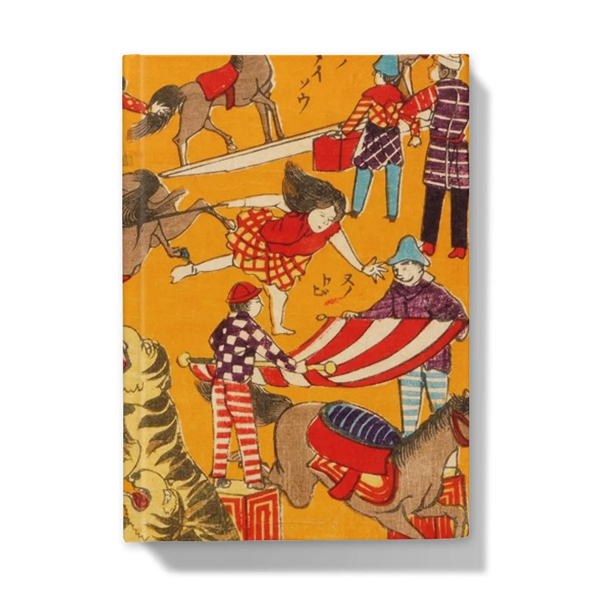 Japanese Circus Woodcut Hardback Journal - 5’x7’ / Lined - Notebooks & Notepads - Aesthetic Art