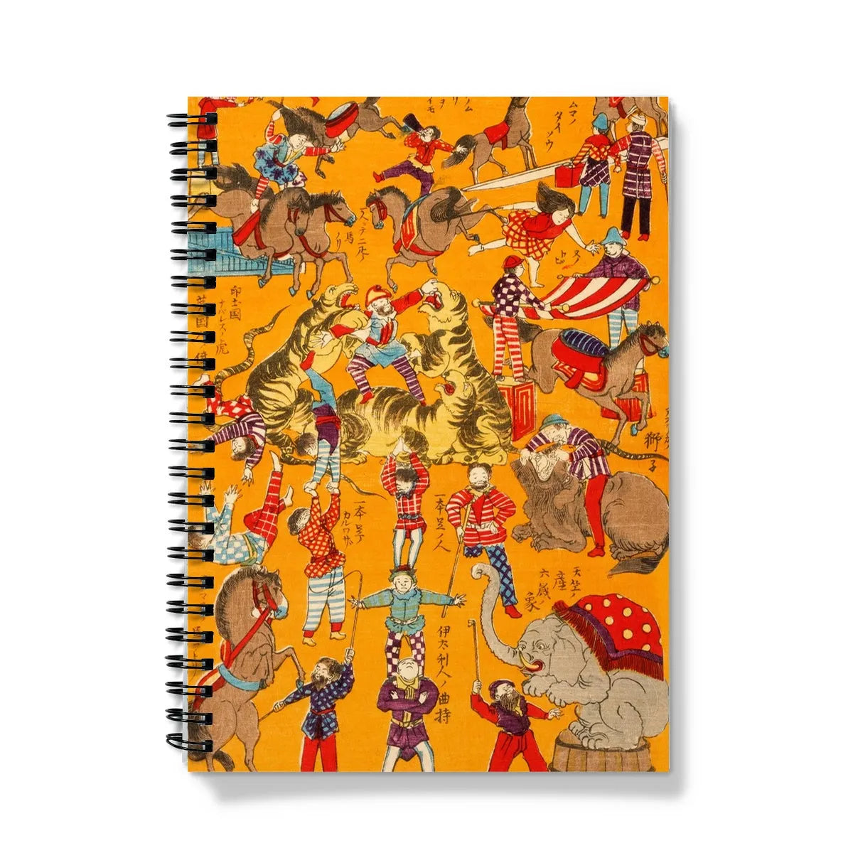 Japanese Circus Woodcut Notebook - A5 / Graph - Notebooks & Notepads - Aesthetic Art