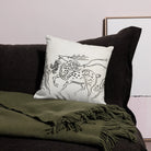Japanese Deer - Taguchi Tomoki Black and White Pillow, Decorative Throw Pillow Black Line Horse White Background